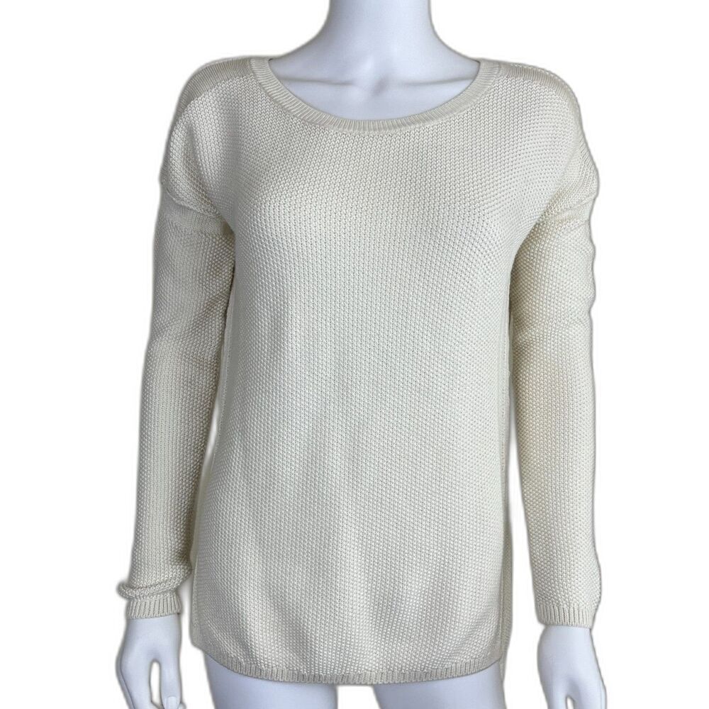 Vince Women's Size S Cream Cotton Cashmere Knit Pullover Tunic Sweater Minimal